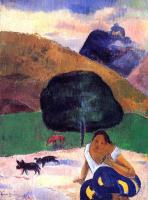 Gauguin, Paul - Landscape with Black Pigs and a Crouching Tahitian